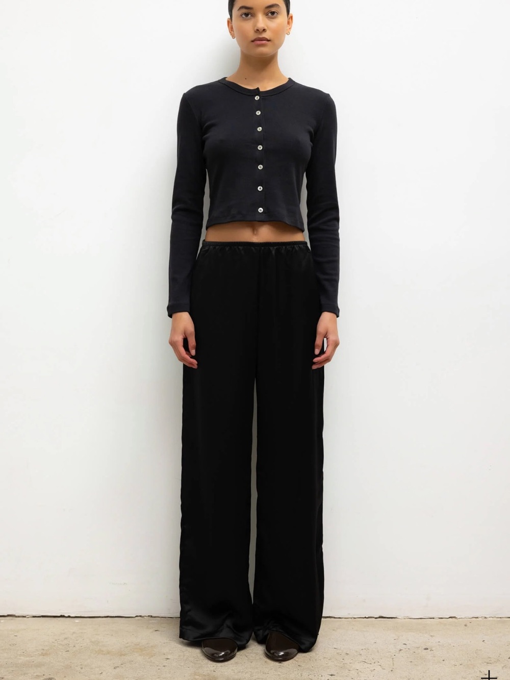 LESET Barb Wide Leg Satin Pants